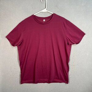 Uniqlo XL Mens Burgundy Short Sleeve T-Shirt Cotton Blend